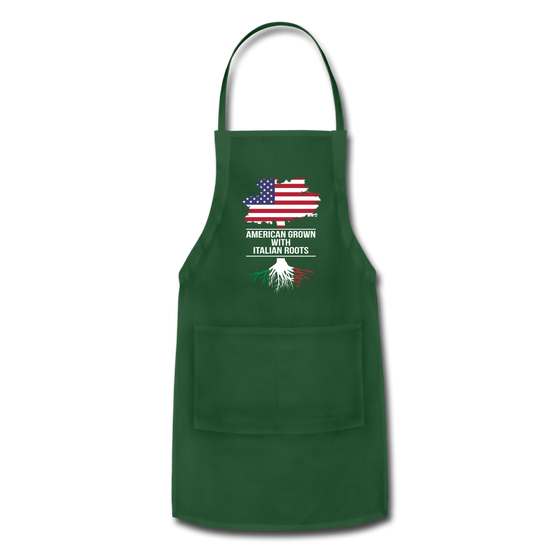 American Grown with Italian Roots Apron - forest green