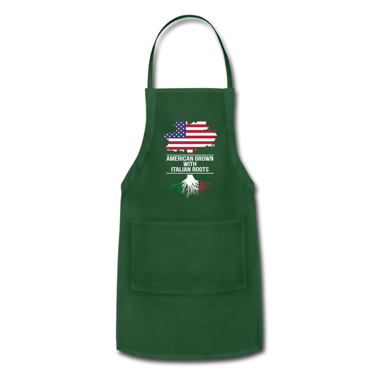 American Grown with Italian Roots Apron - forest green