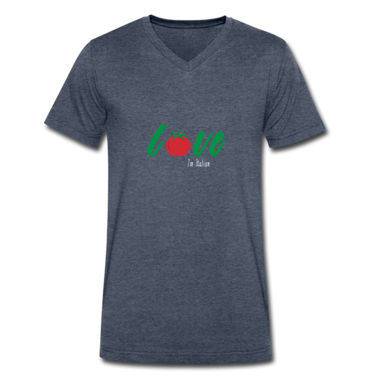 Love I'm Italian Unisex V-neck T-shirt - heather navy