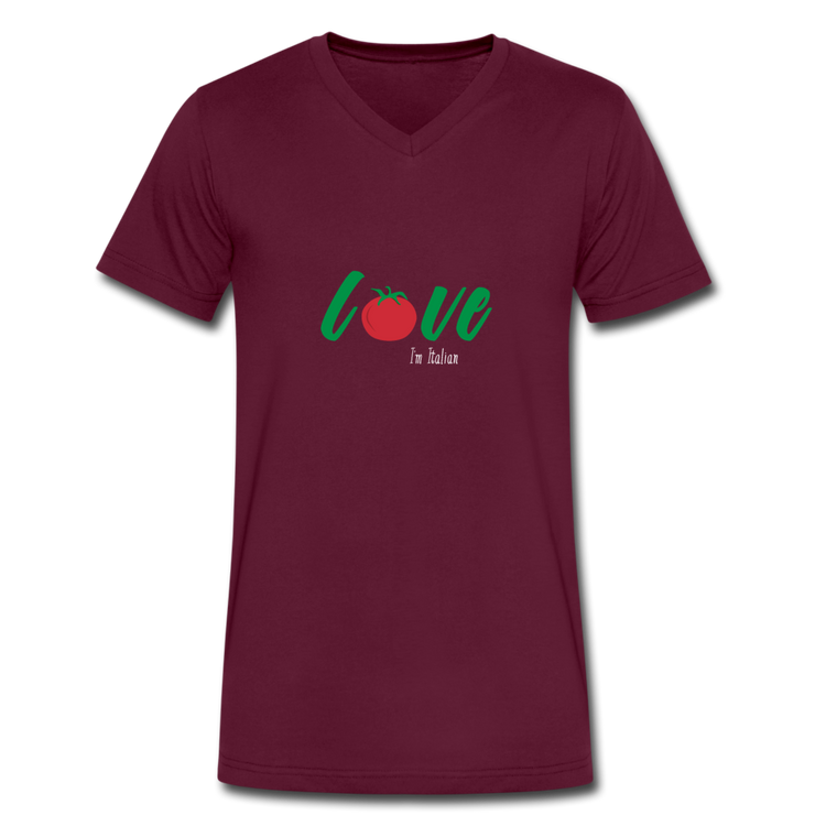 Love I'm Italian Unisex V-neck T-shirt - maroon