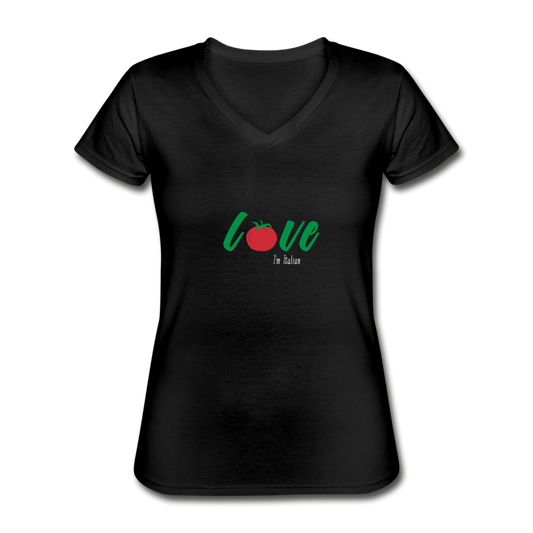 Love I'm Italian Women's V-neck T-shirt - black