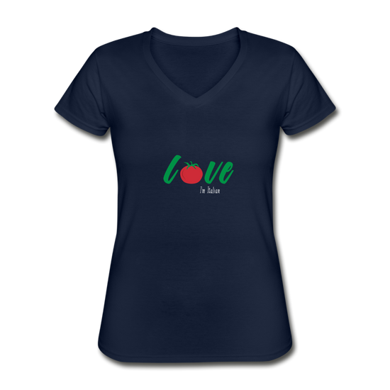 Love I'm Italian Women's V-neck T-shirt - navy