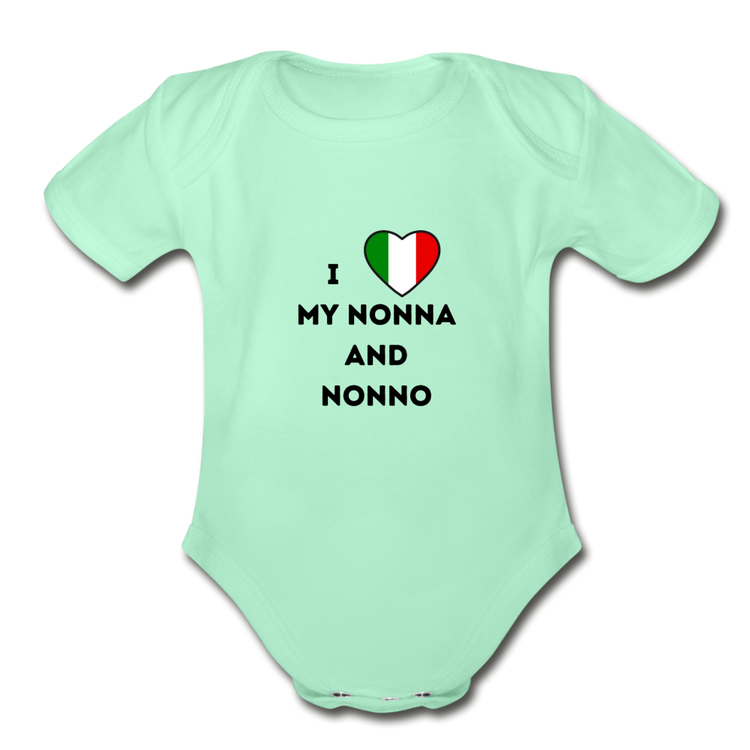 I love my Nonna and Nonno Organic Onesie - light mint