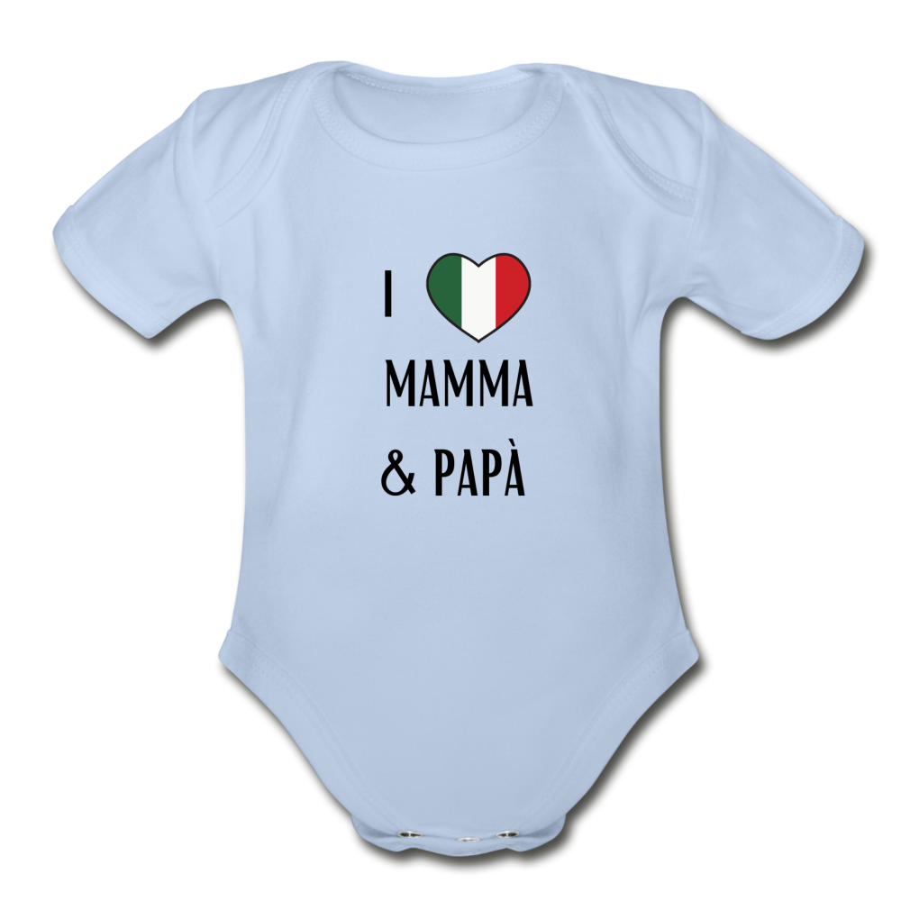 I Love Mama and Papa Organic Onesie - sky