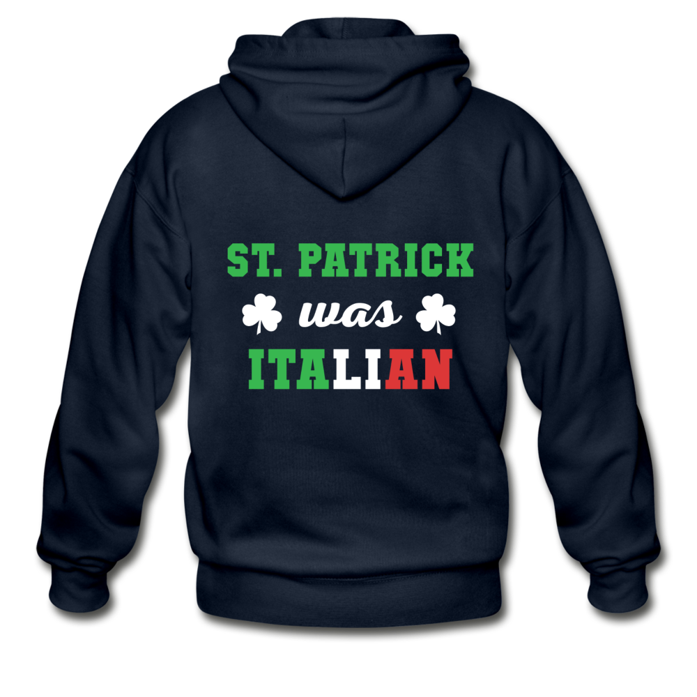 St.Patrick was Italian Unisex ZIP Hoodie - navy