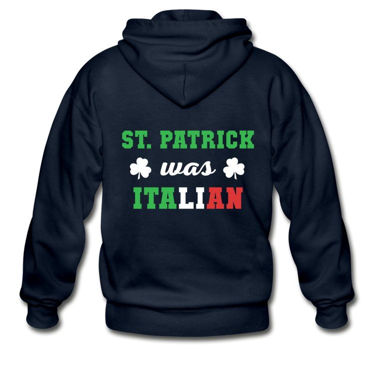 St.Patrick was Italian Unisex ZIP Hoodie - navy