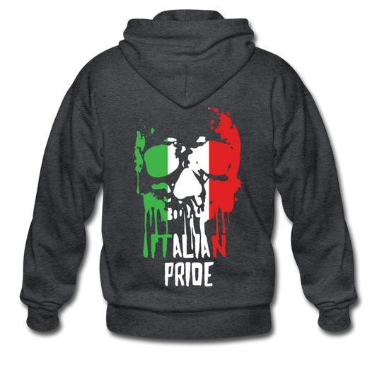 Italian Pride Unisex ZIP Hoodie - deep heather