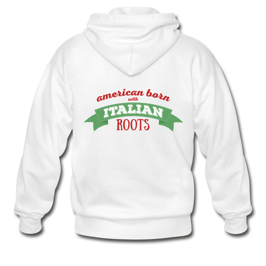 American born with Italian roots Unisex ZIP Hoodie - white