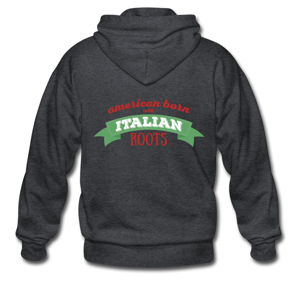 American born with Italian roots Unisex ZIP Hoodie - deep heather