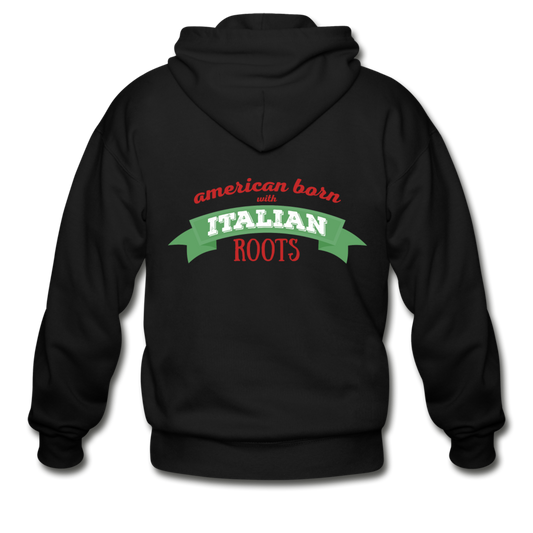 American born with Italian roots Unisex ZIP Hoodie - black