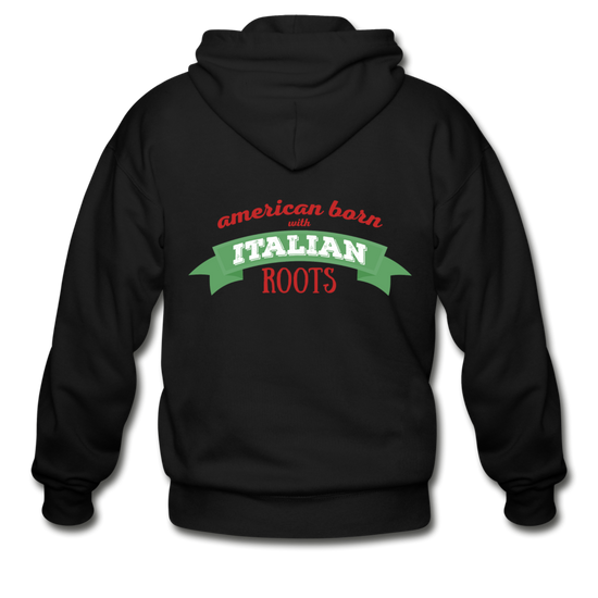 American born with Italian roots Unisex ZIP Hoodie - black