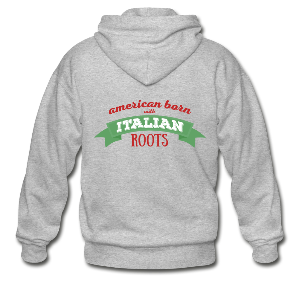 American born with Italian roots Unisex ZIP Hoodie - heather gray