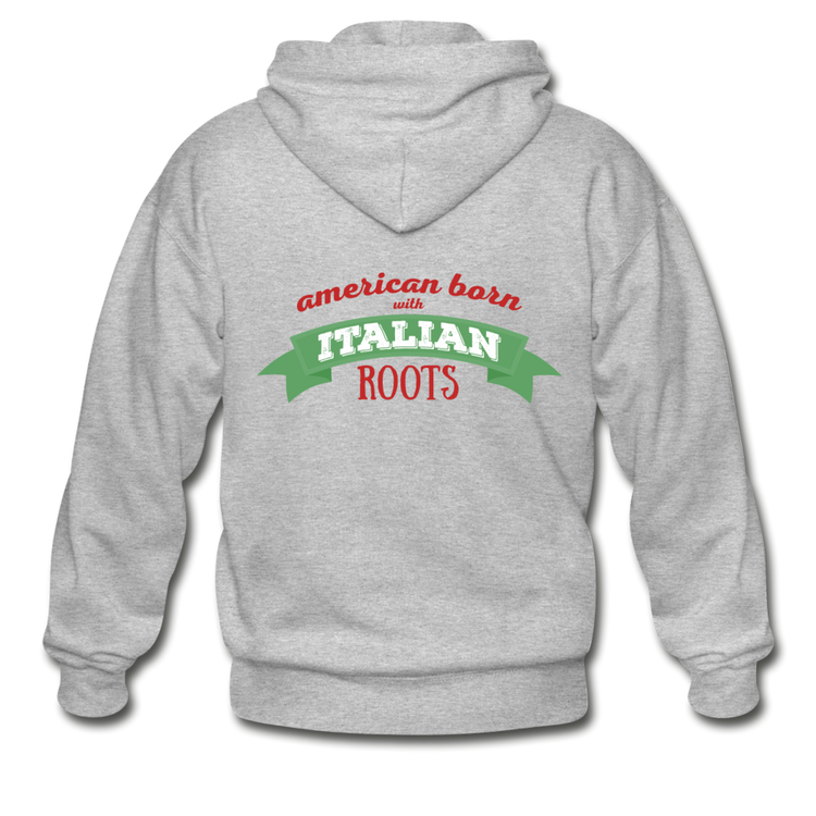 American born with Italian roots Unisex ZIP Hoodie - heather gray