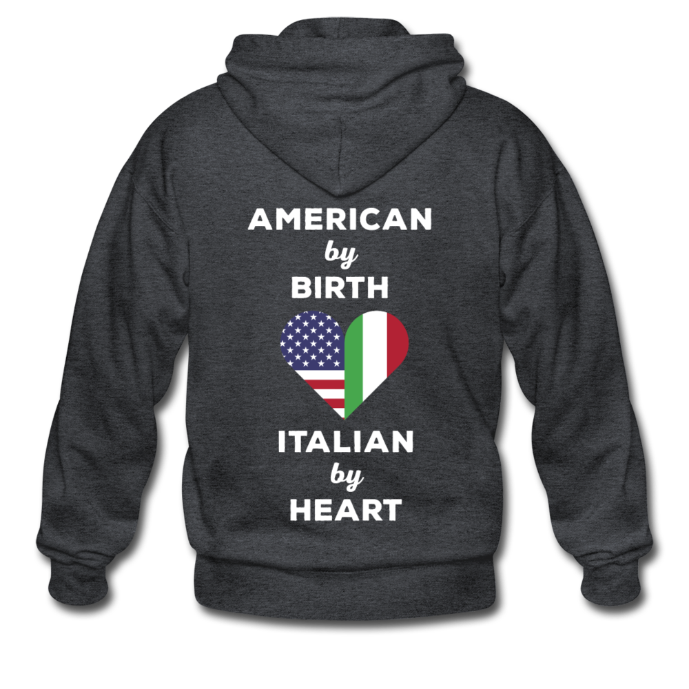 American by birth Italian by heart Unisex ZIP Hoodie - deep heather