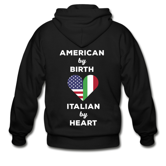 American by birth Italian by heart Unisex ZIP Hoodie - black