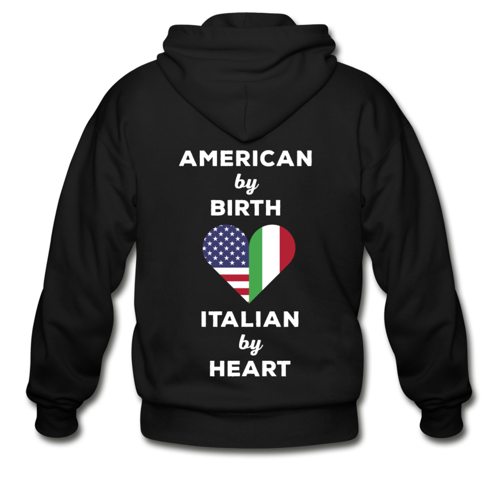 American by birth Italian by heart Unisex ZIP Hoodie - black