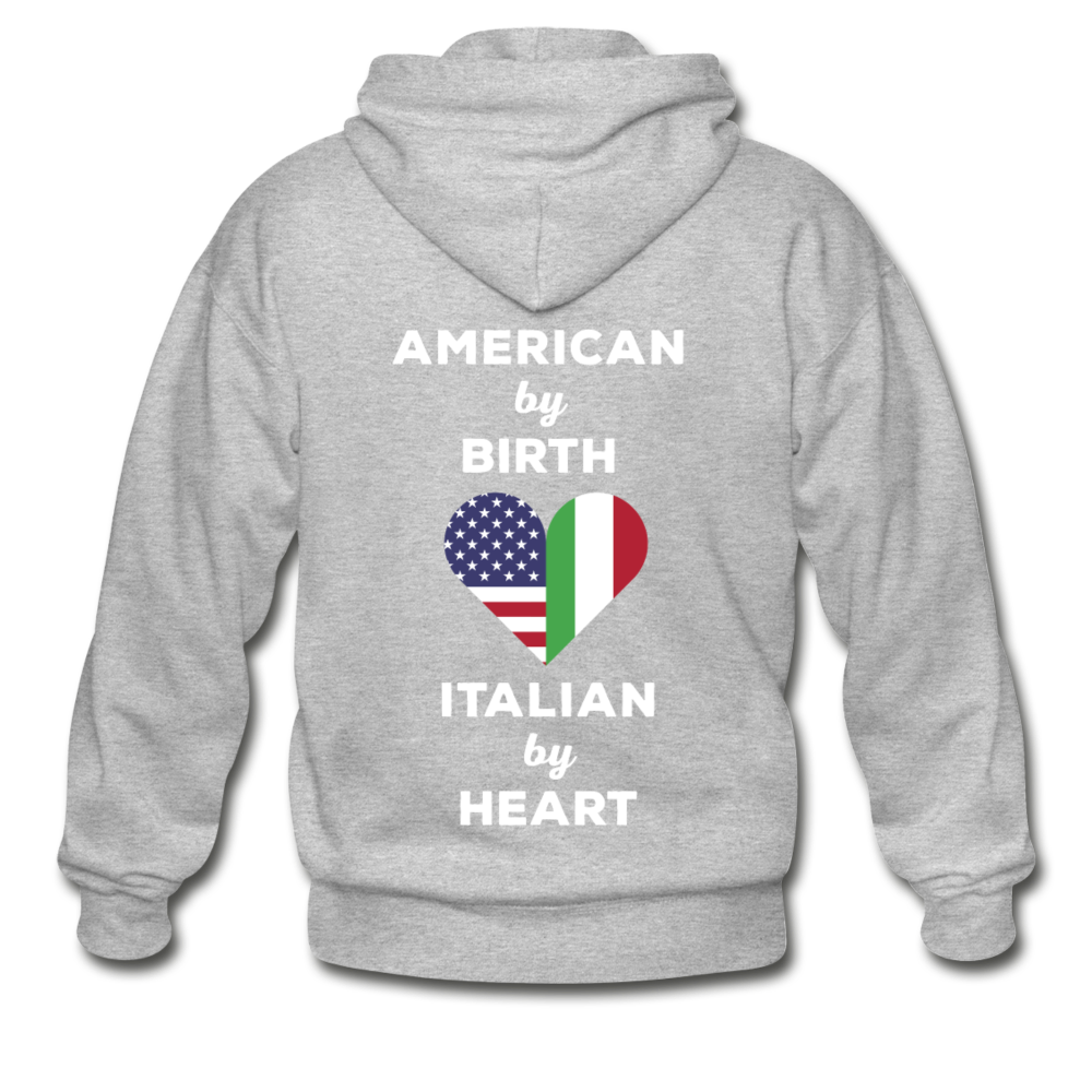 American by birth Italian by heart Unisex ZIP Hoodie - heather gray
