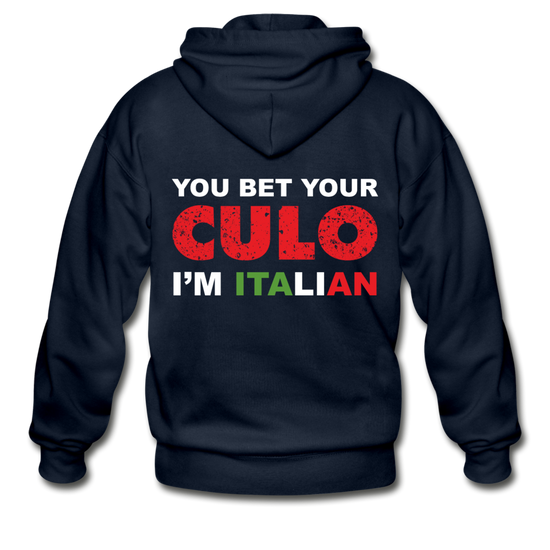 You bet your culo I'm Italian Unisex ZIP Hoodie - navy