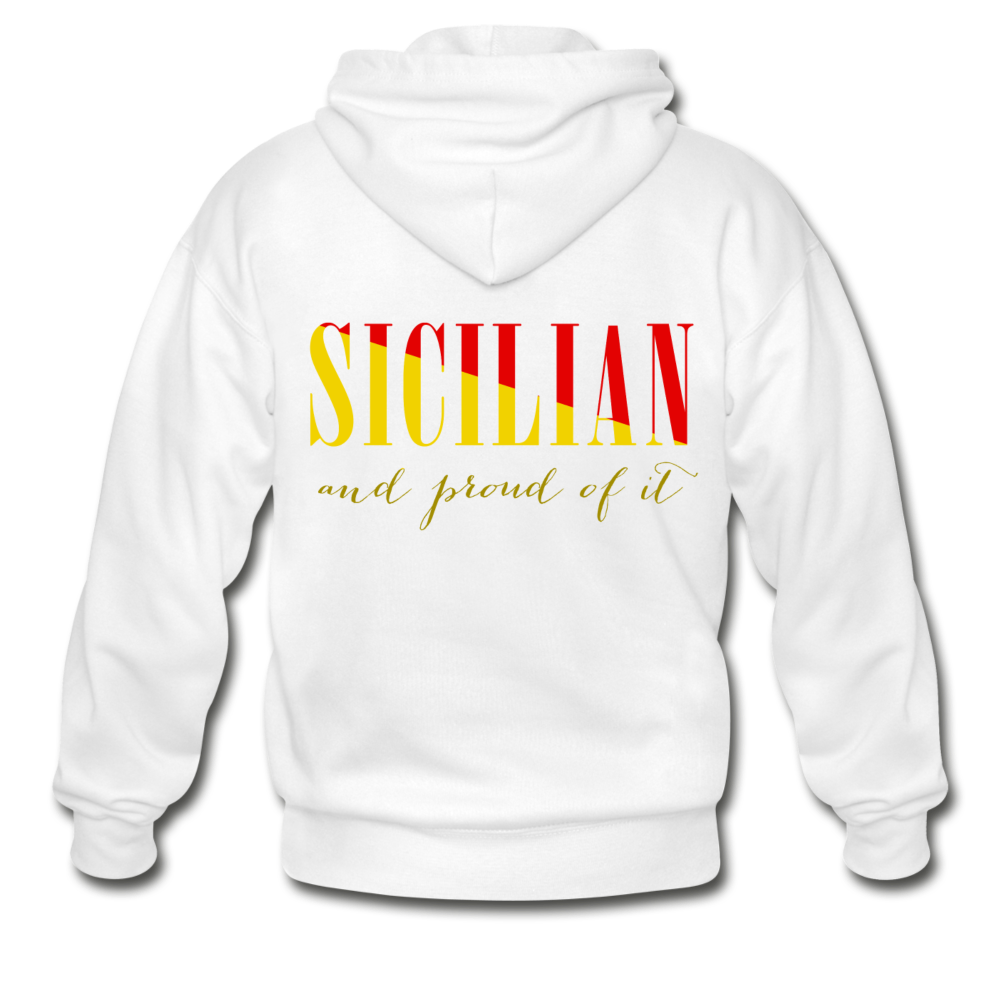 Sicilian and proud of it Unisex ZIP Hoodie - white