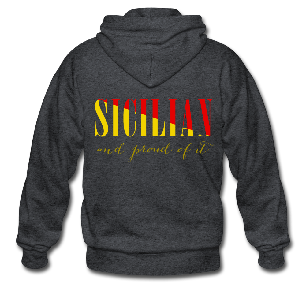 Sicilian and proud of it Unisex ZIP Hoodie - deep heather
