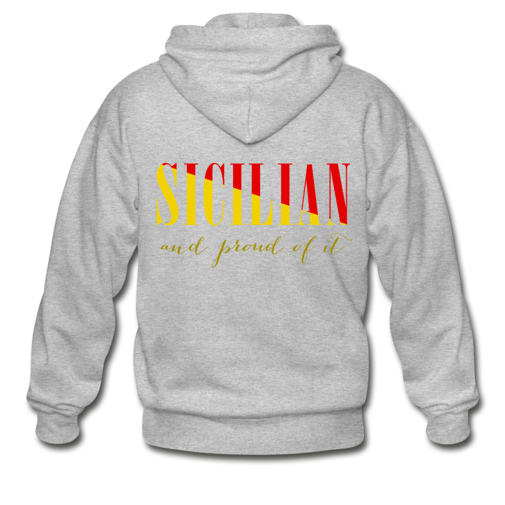 Sicilian and proud of it Unisex ZIP Hoodie - heather gray