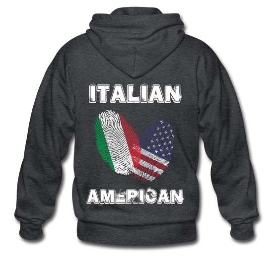 Italian American Unisex ZIP Hoodie - deep heather