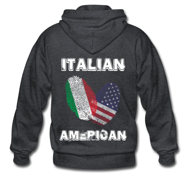 Italian American Unisex ZIP Hoodie - deep heather