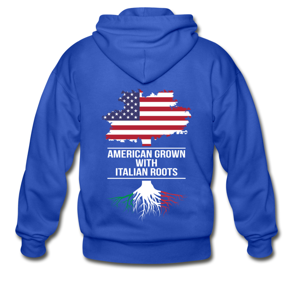 American Grown with Italian Roots Unisex ZIP Hoodie - royal blue