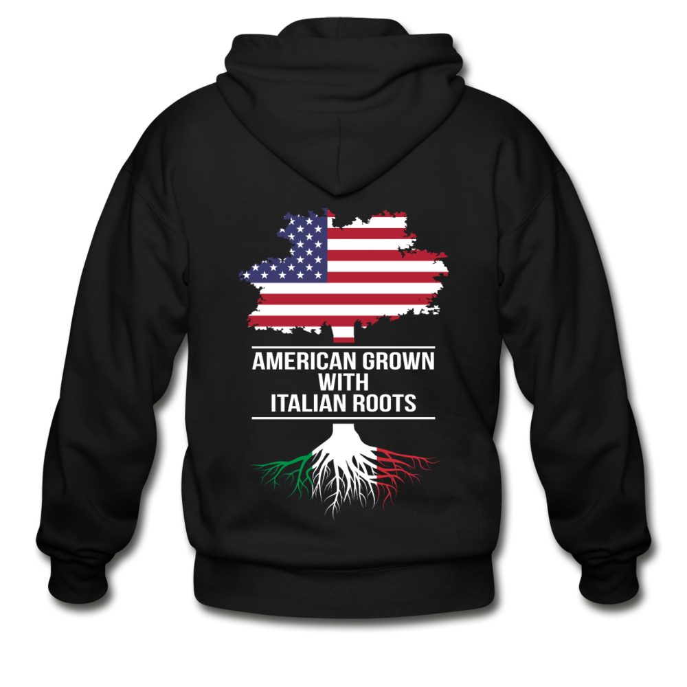 American Grown with Italian Roots Unisex ZIP Hoodie - black