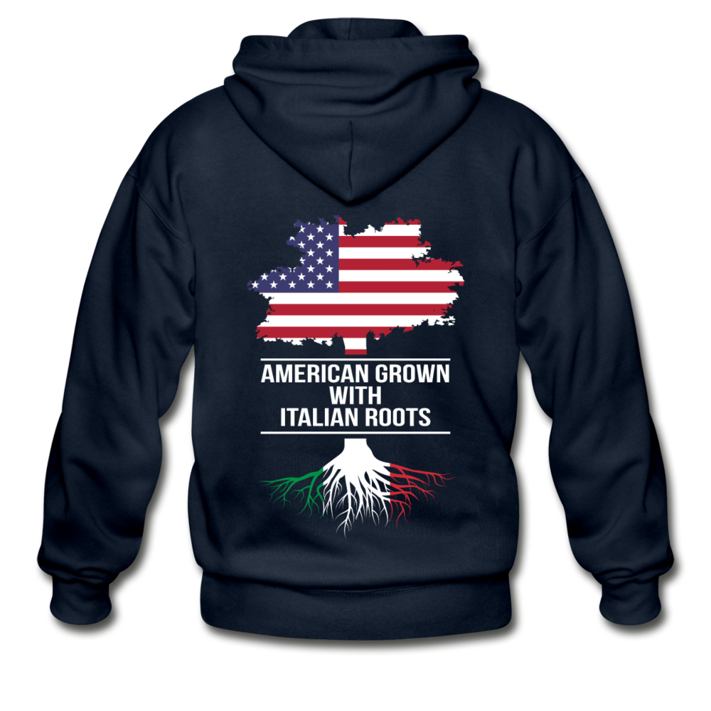 American Grown with Italian Roots Unisex ZIP Hoodie - navy