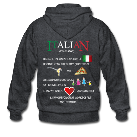 Italian (Italiano) noun Unisex ZIP Hoodie - deep heather