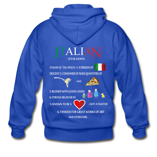 Italian (Italiano) noun Unisex ZIP Hoodie - royal blue