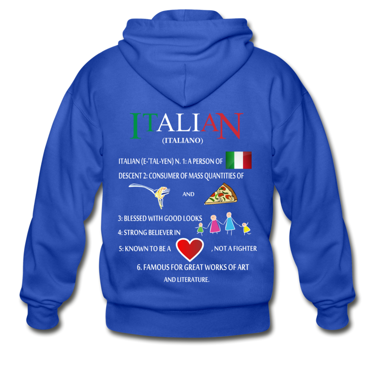 Italian (Italiano) noun Unisex ZIP Hoodie - royal blue