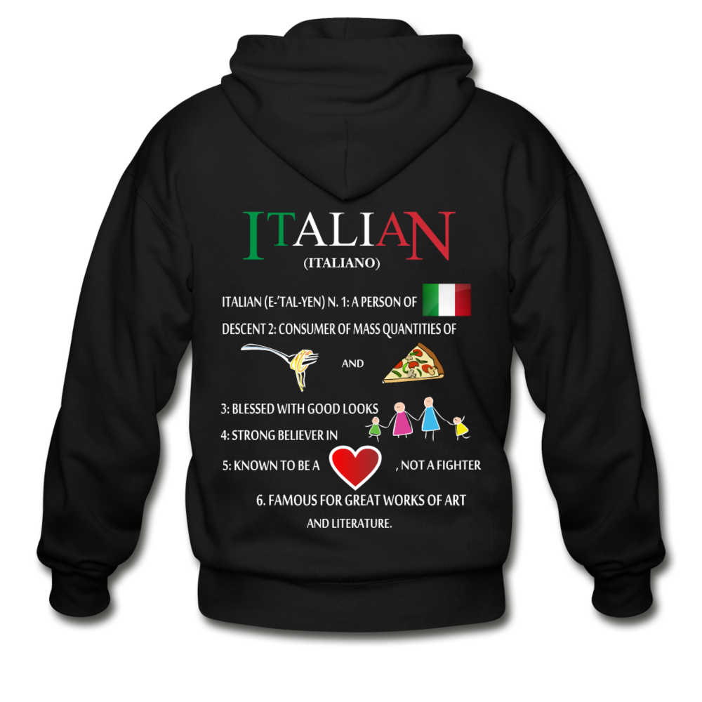 Italian (Italiano) noun Unisex ZIP Hoodie - black