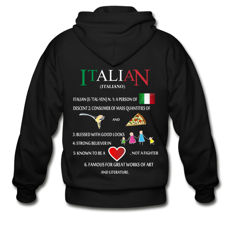 Italian (Italiano) noun Unisex ZIP Hoodie - black