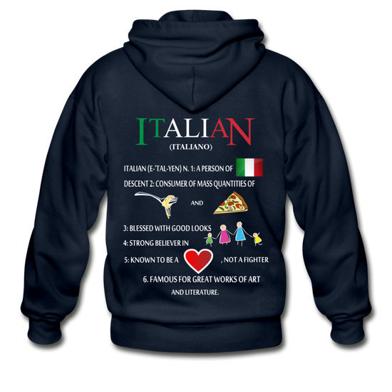 Italian (Italiano) noun Unisex ZIP Hoodie - navy