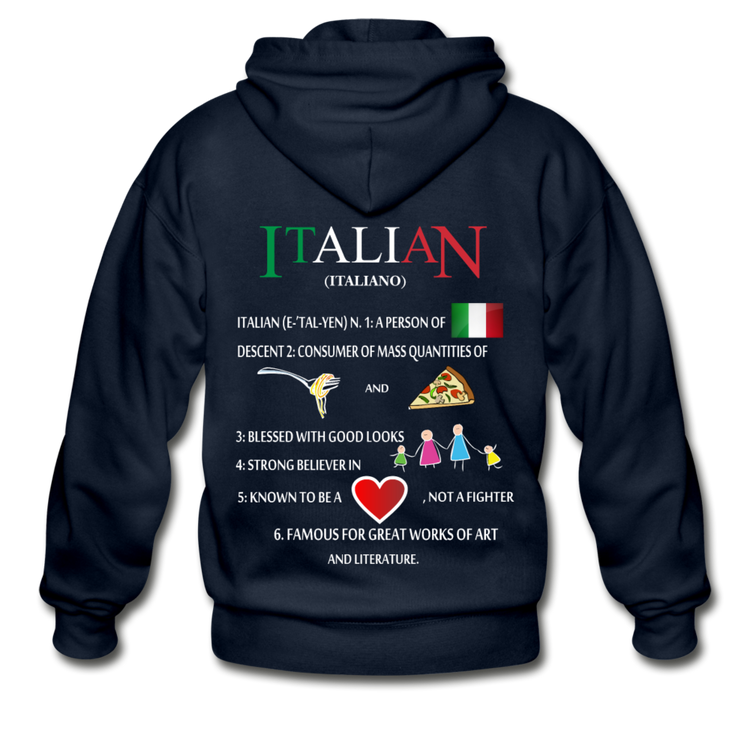 Italian (Italiano) noun Unisex ZIP Hoodie - navy