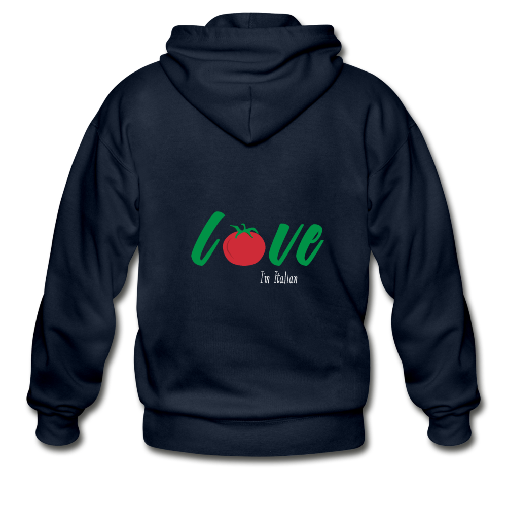 Love I'm Italian Unisex ZIP Hoodie - navy