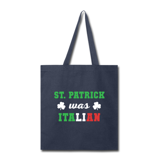 St. Patrick was Italian Cotton Tote Bag - navy