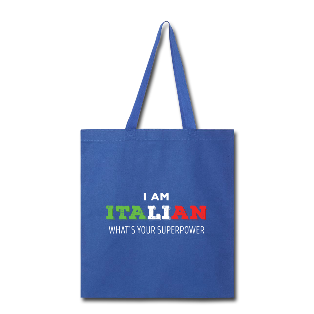 I am Italian what's your superpower? Cotton Tote Bag - black