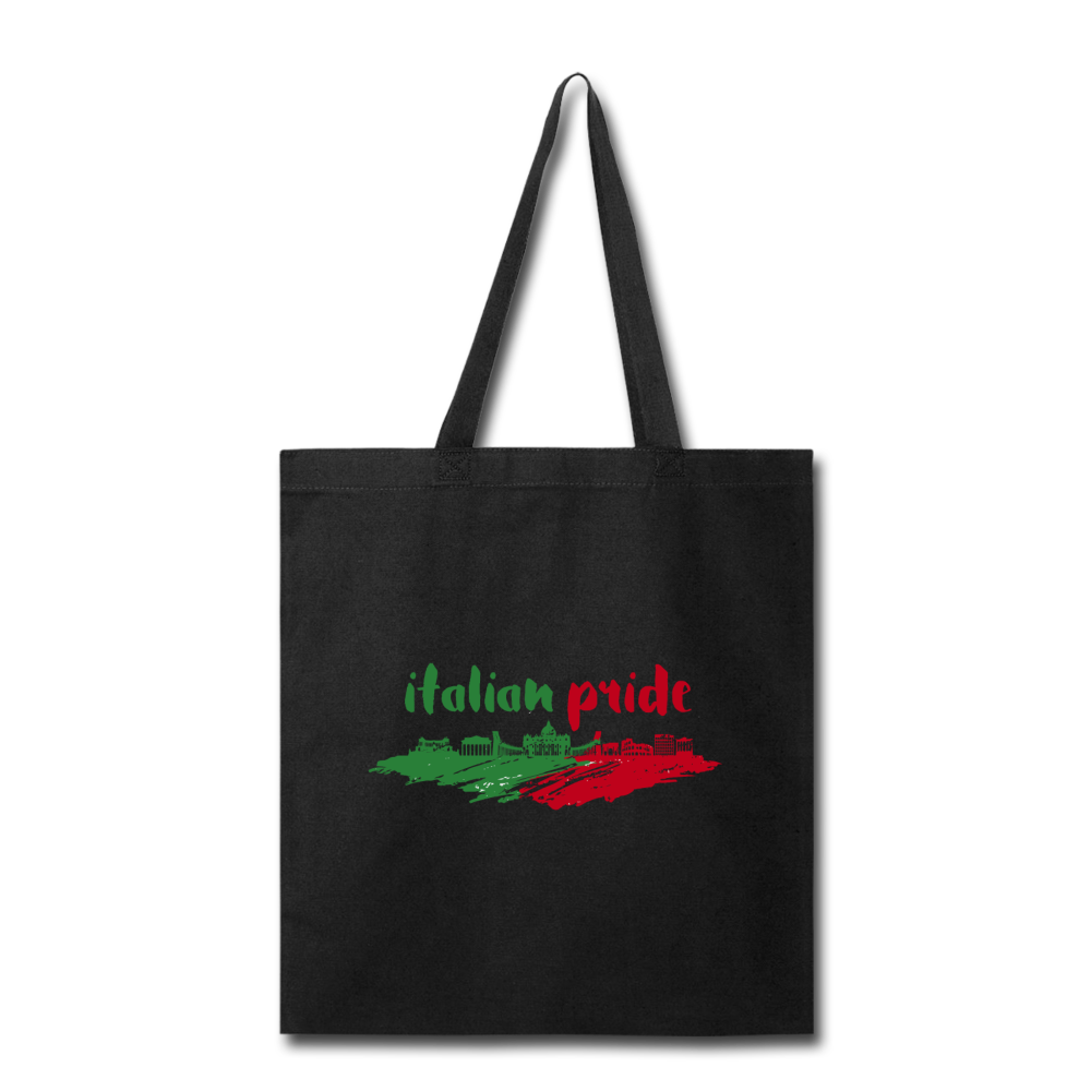 Italian Pride Cotton Tote Bag - black