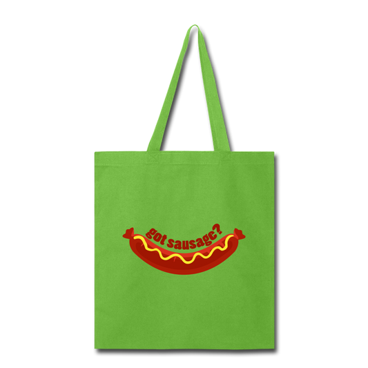 Got Sausage? Cotton Tote Bag - lime green