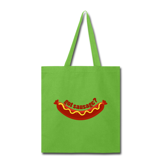 Got Sausage? Cotton Tote Bag - lime green