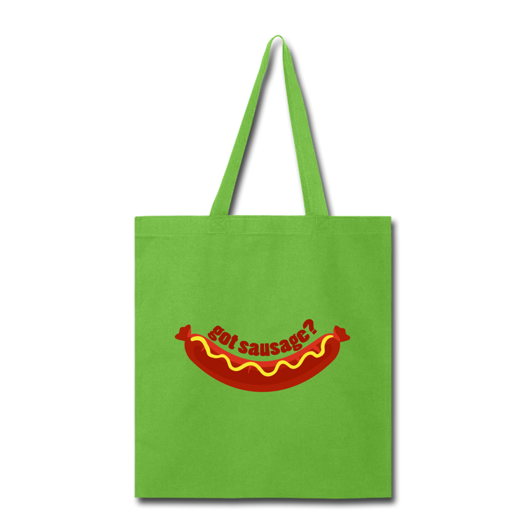 Got Sausage? Cotton Tote Bag - lime green