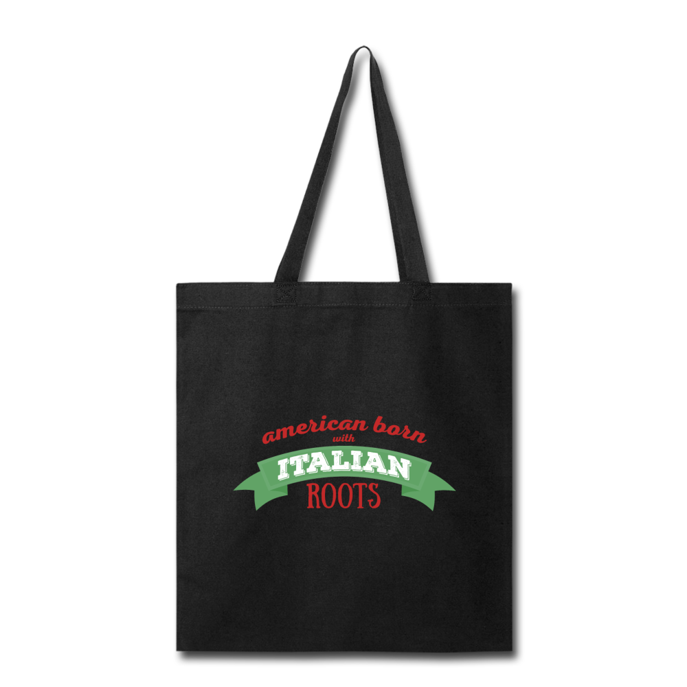 American born with Italian roots Cotton Tote Bag - black