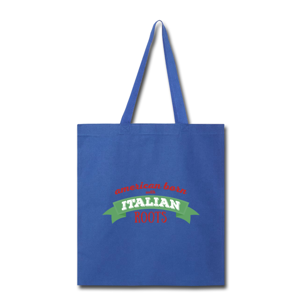 American born with Italian roots Cotton Tote Bag - royal blue