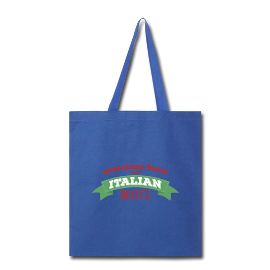 American born with Italian roots Cotton Tote Bag - royal blue