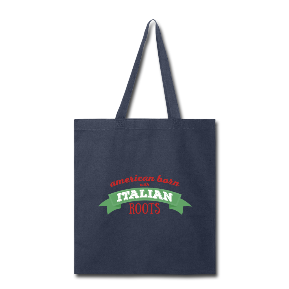 American born with Italian roots Cotton Tote Bag - navy