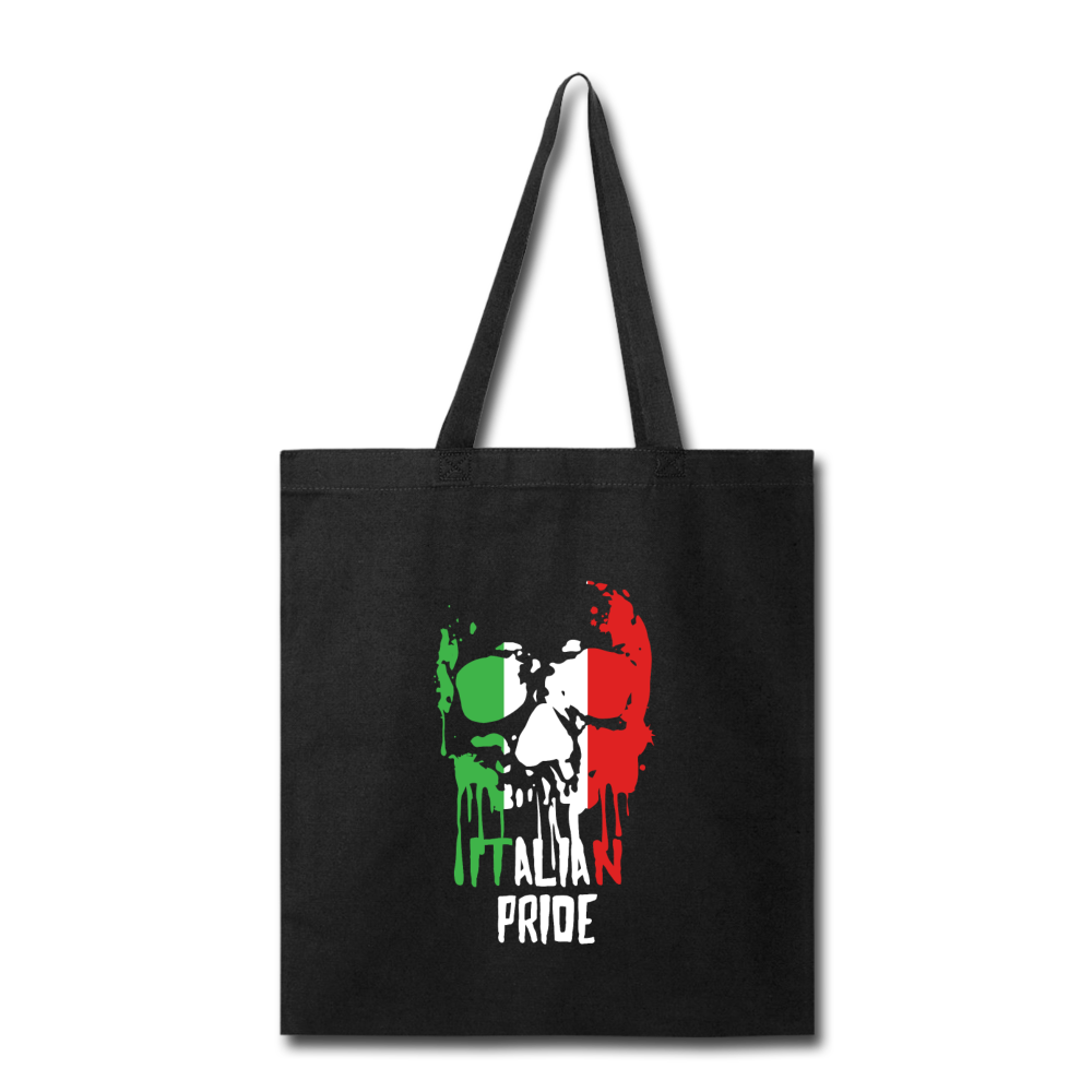 Italian Pride Cotton Tote Bag - black