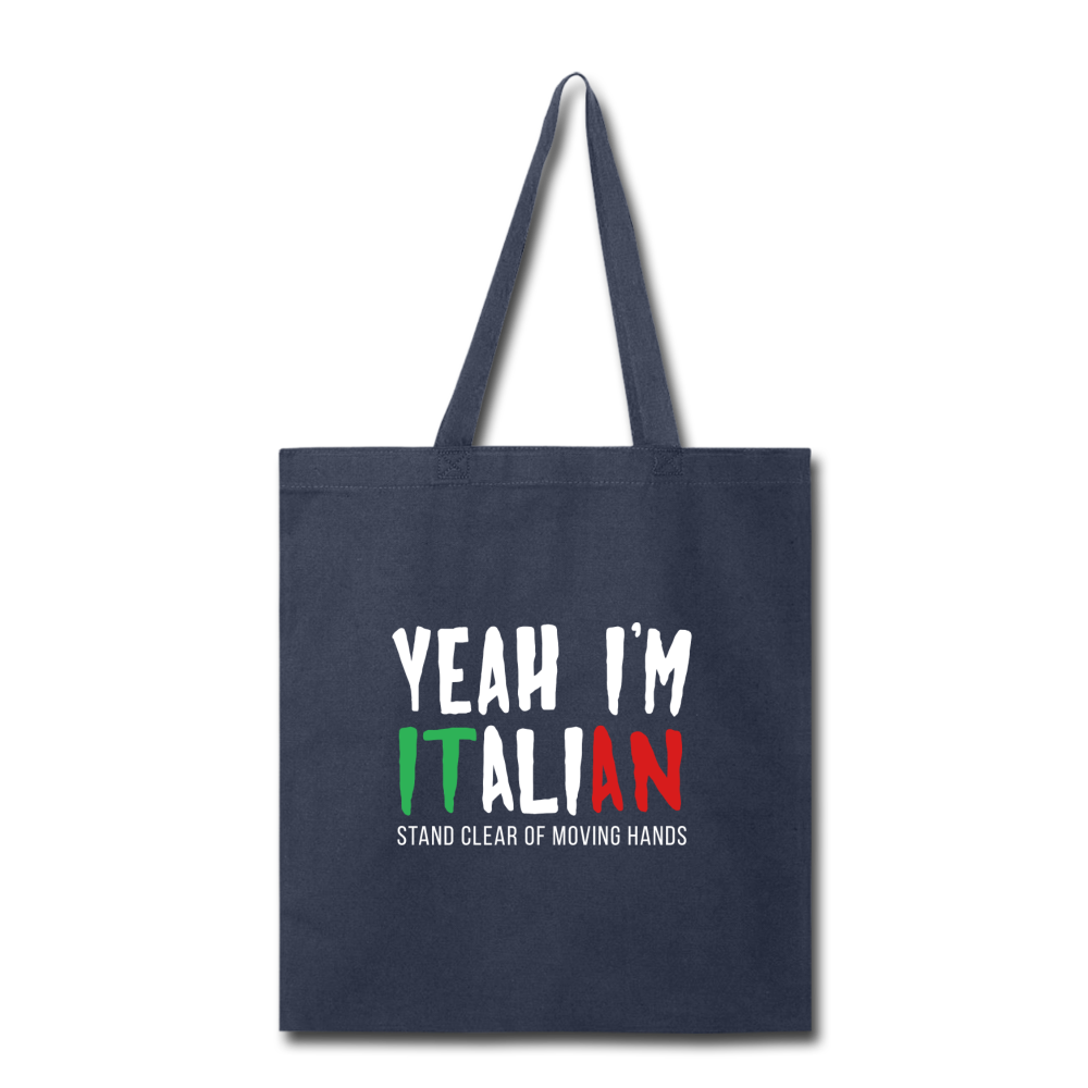 Yeah I'm Italian Cotton Tote Bag - black